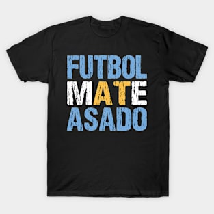 Futbol Mate Asado Argentinian Flag Argentina Distressed T-Shirt